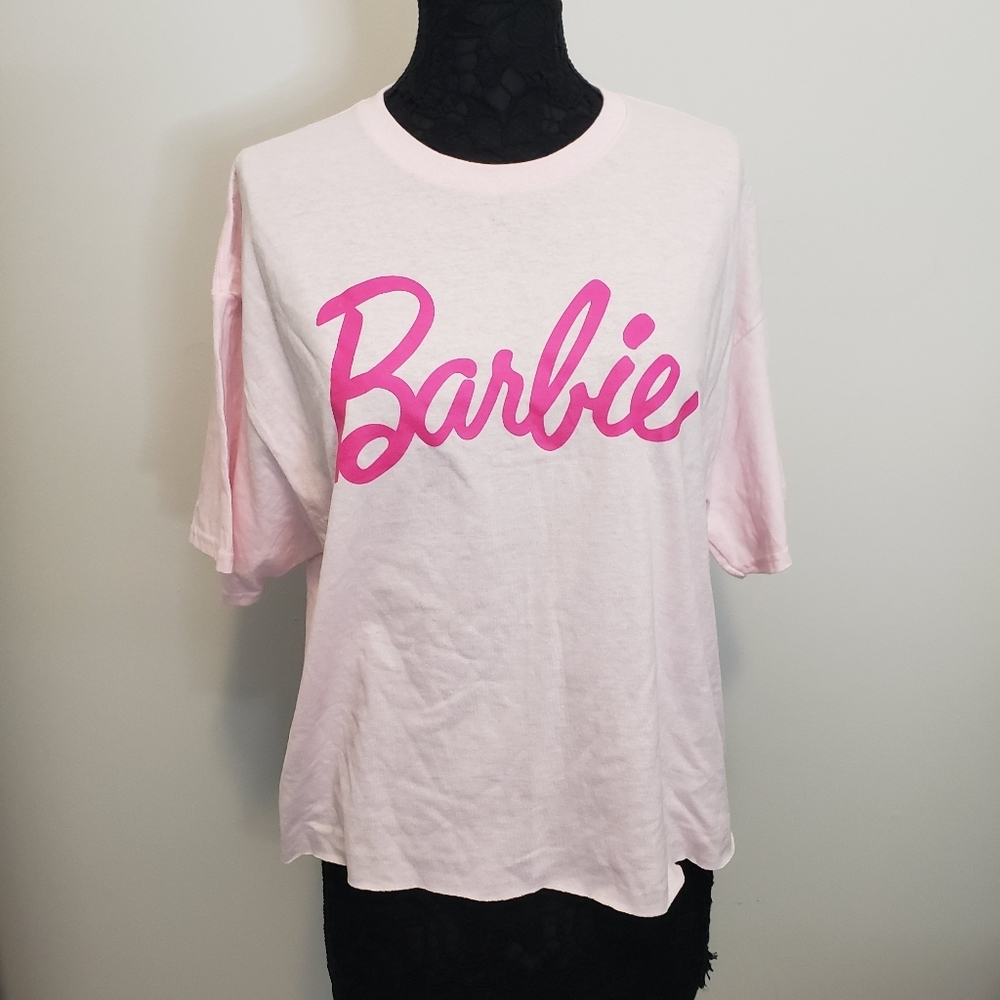Official Barbie Logo T-Shirt With Raw Hem Women's Size XLarge‎ NWT
